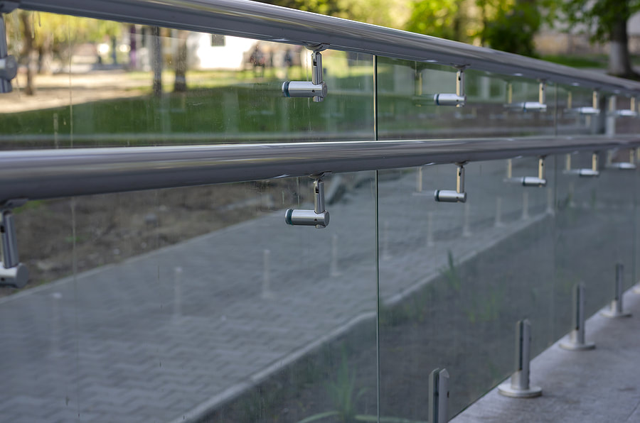 a stainless steel handrails